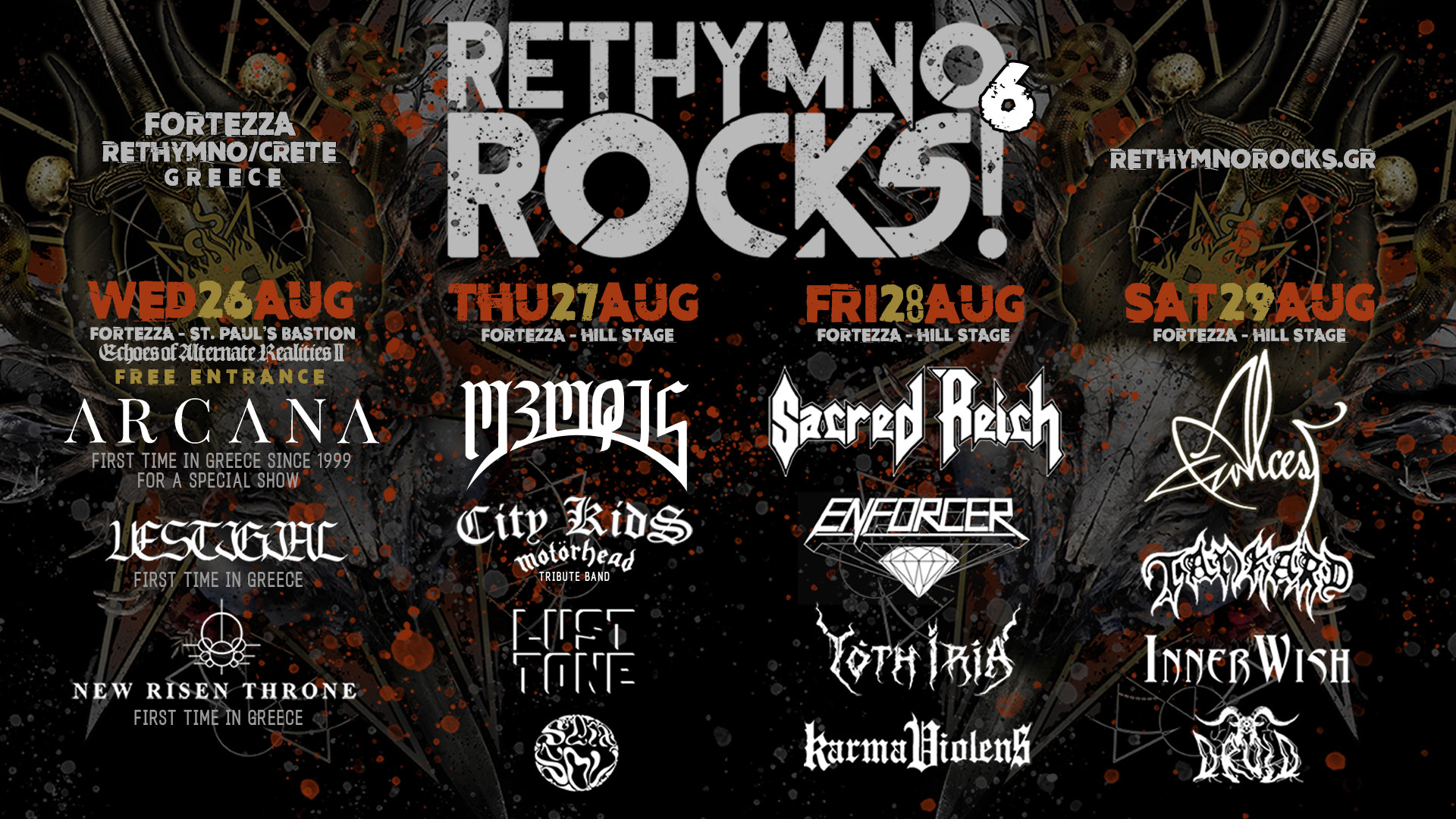 Rethymno Rocks Festival 2026 official line-up at the Fortezza of Rethymno
