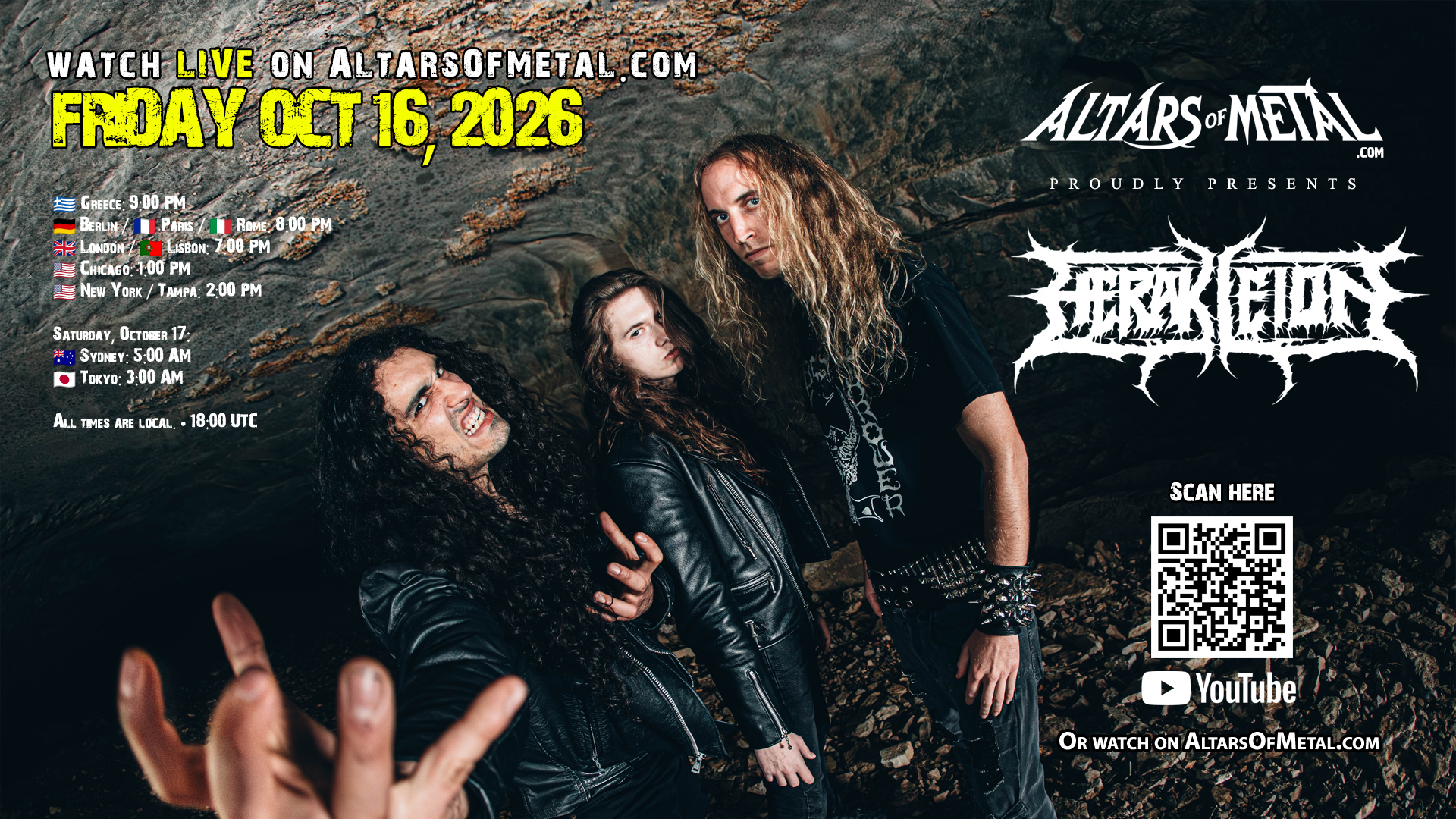 HERAKLEION live interview on Altars Of Metal, October 16, 2026, featuring the New Orleans death-thrash metal band.